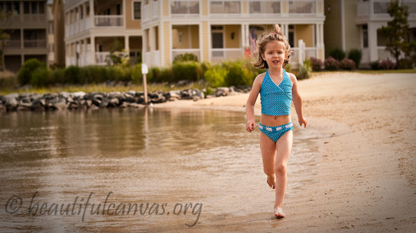 Lauren Running Along Beach at Ocean City
